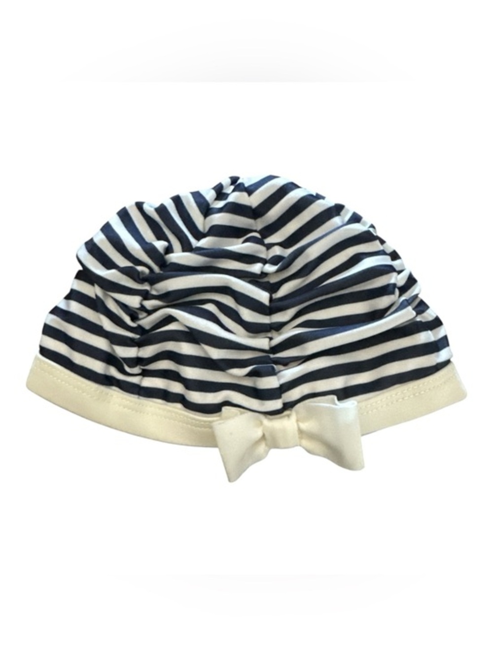 Janie and Jack Navy and White Striped Baby Swim Cap Sun Protection Hat with Bow